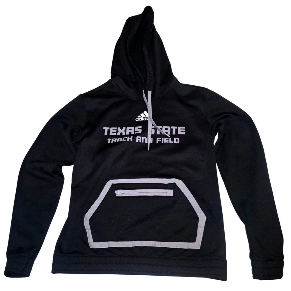 Adidas Texas State Track and Field Hoodie Black Grey AEROREADY XS